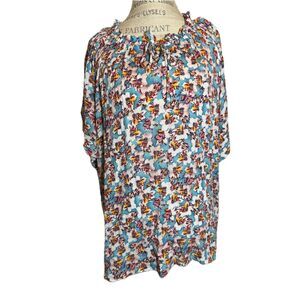 Studio B by Bobeau, Rayon Floral Blouse, 3XL